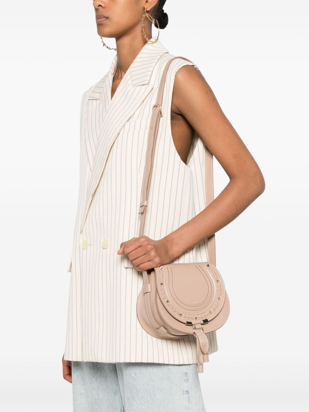 Chloè Marcie Saddle Crossbody Bag Powder