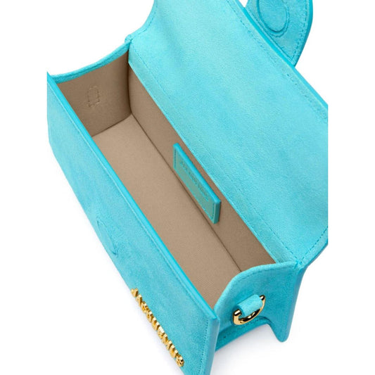 JACQUEMUS aqua blue suede gold-tone logo Bag Handbag JACQUEMUS