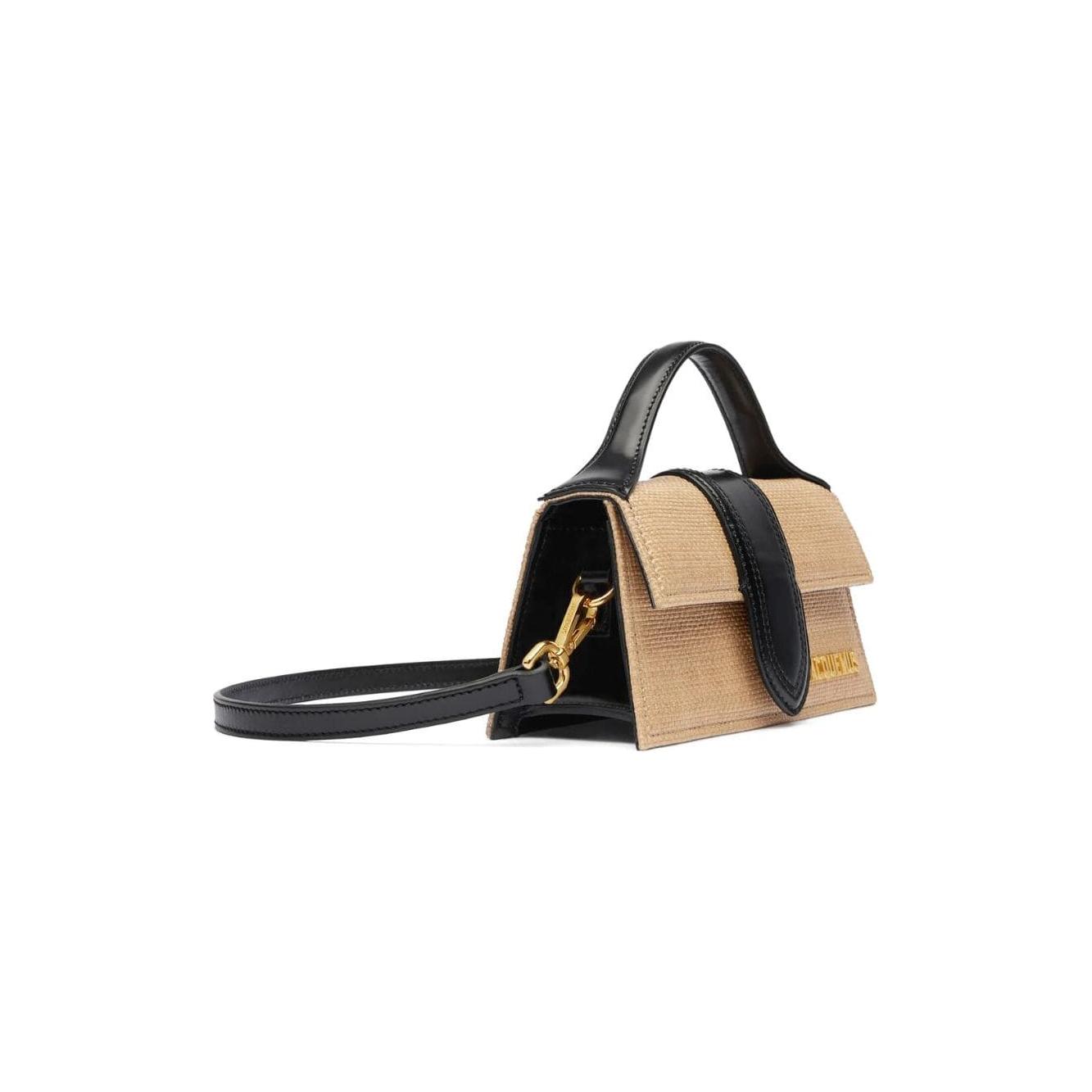 JACQUEMUS beige/black raffia calf leather Bag Handbag JACQUEMUS