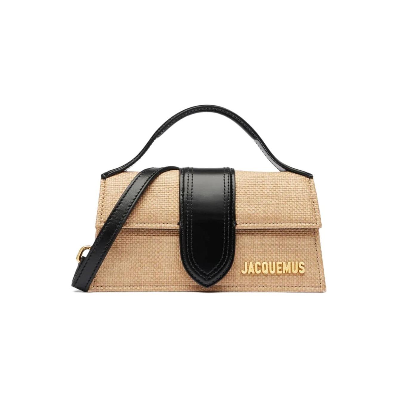 JACQUEMUS beige/black raffia calf leather Bag Handbag JACQUEMUS