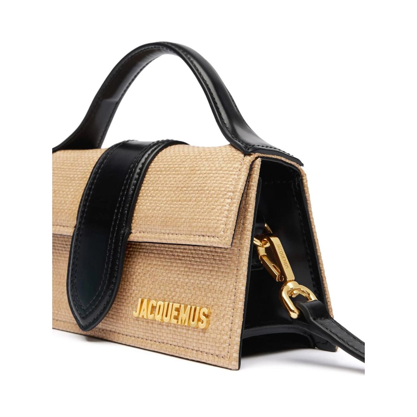 JACQUEMUS beige/black raffia calf leather Bag Handbag JACQUEMUS