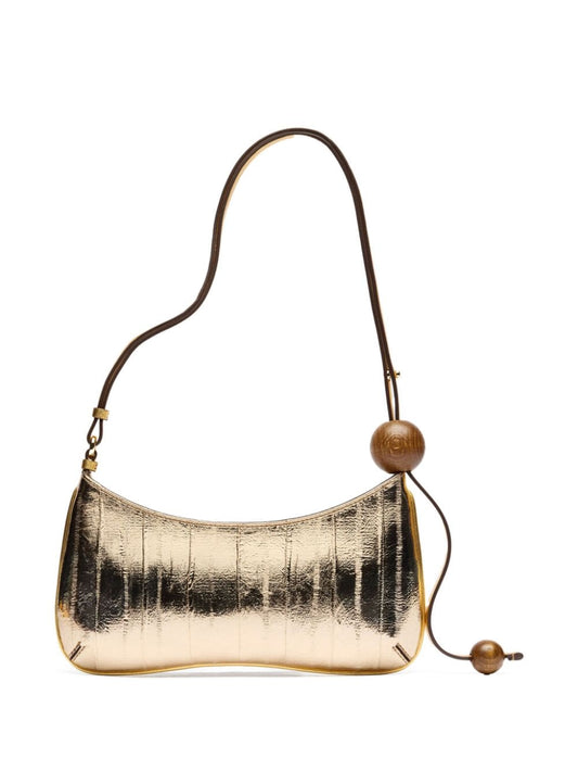 JACQUEMUS leather mirrored finish handbag Golden Shoulder JACQUEMUS