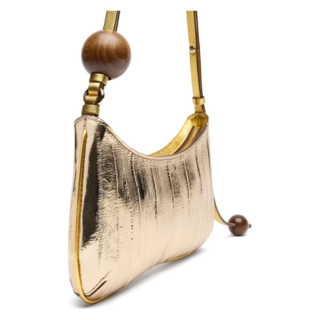 JACQUEMUS leather mirrored finish handbag Golden