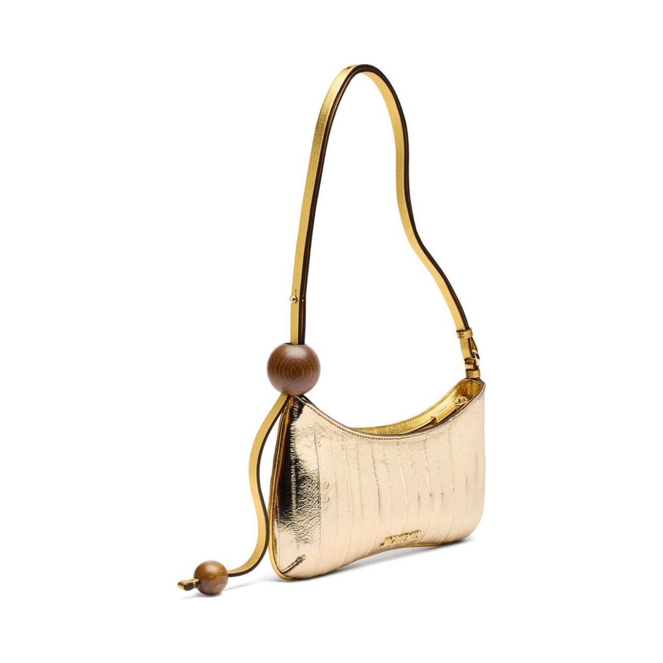 JACQUEMUS leather mirrored finish handbag Golden