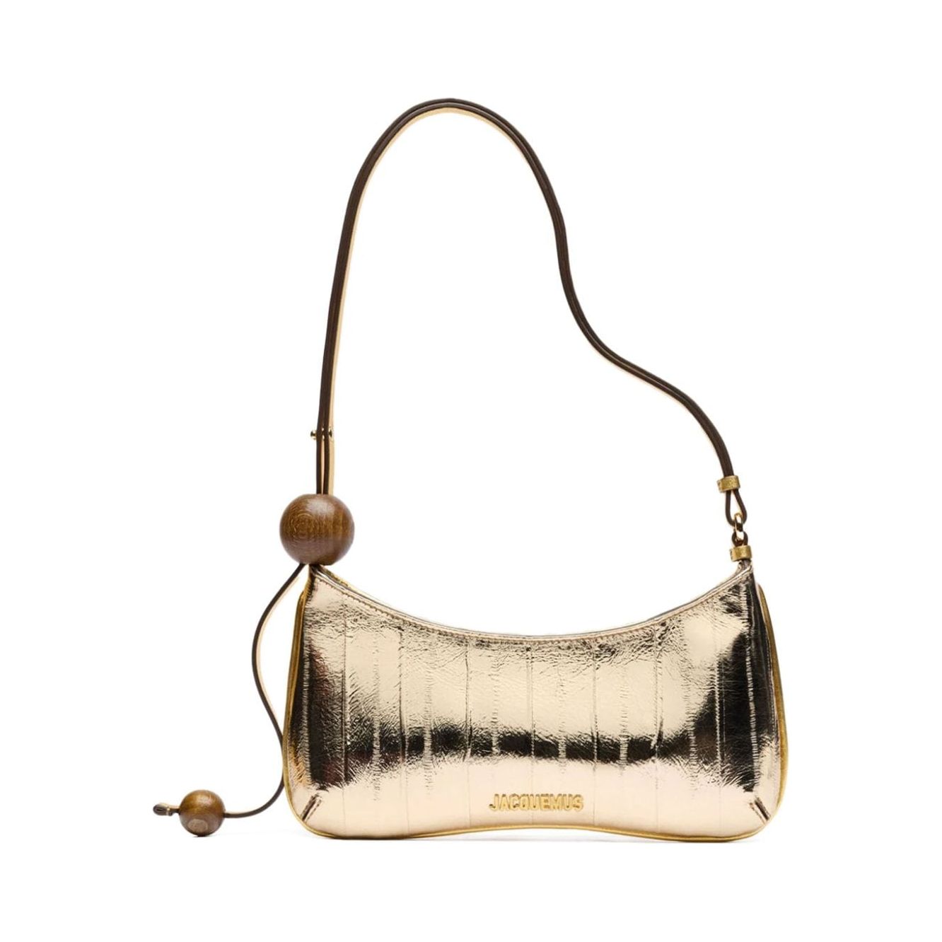 JACQUEMUS leather mirrored finish handbag Golden