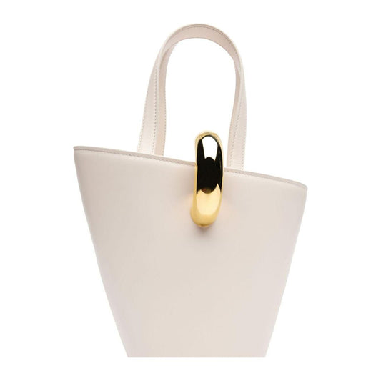 JACQUEMUS white leather asymmetric design Bag Handbag JACQUEMUS