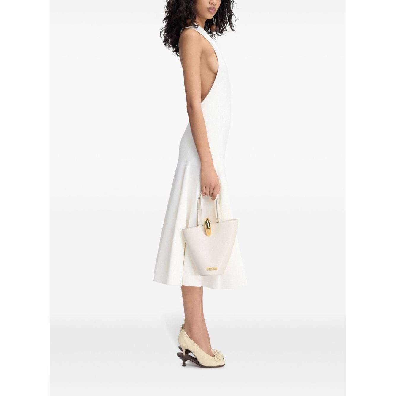 JACQUEMUS white leather asymmetric design Bag Handbag JACQUEMUS