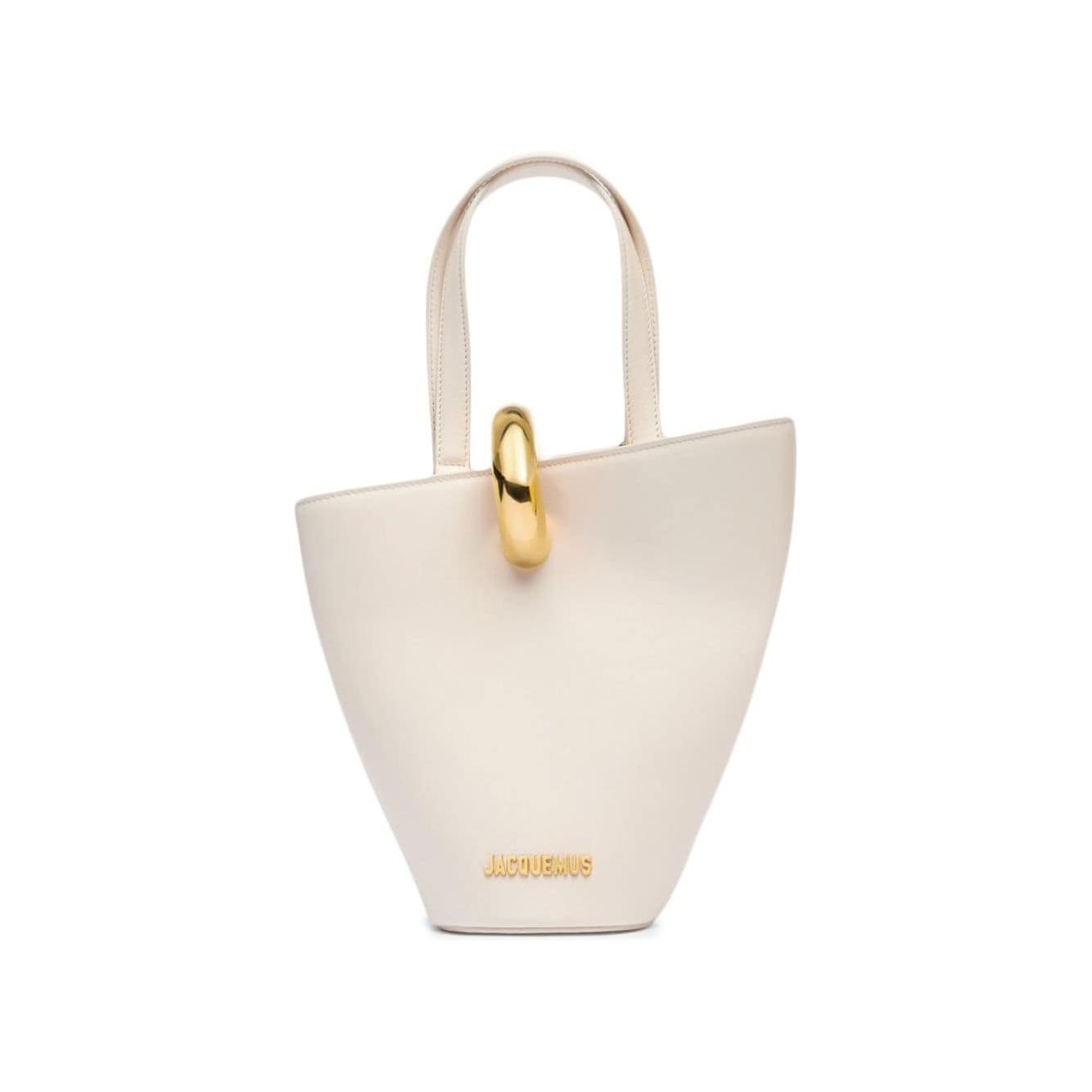 JACQUEMUS white leather asymmetric design Bag Handbag JACQUEMUS