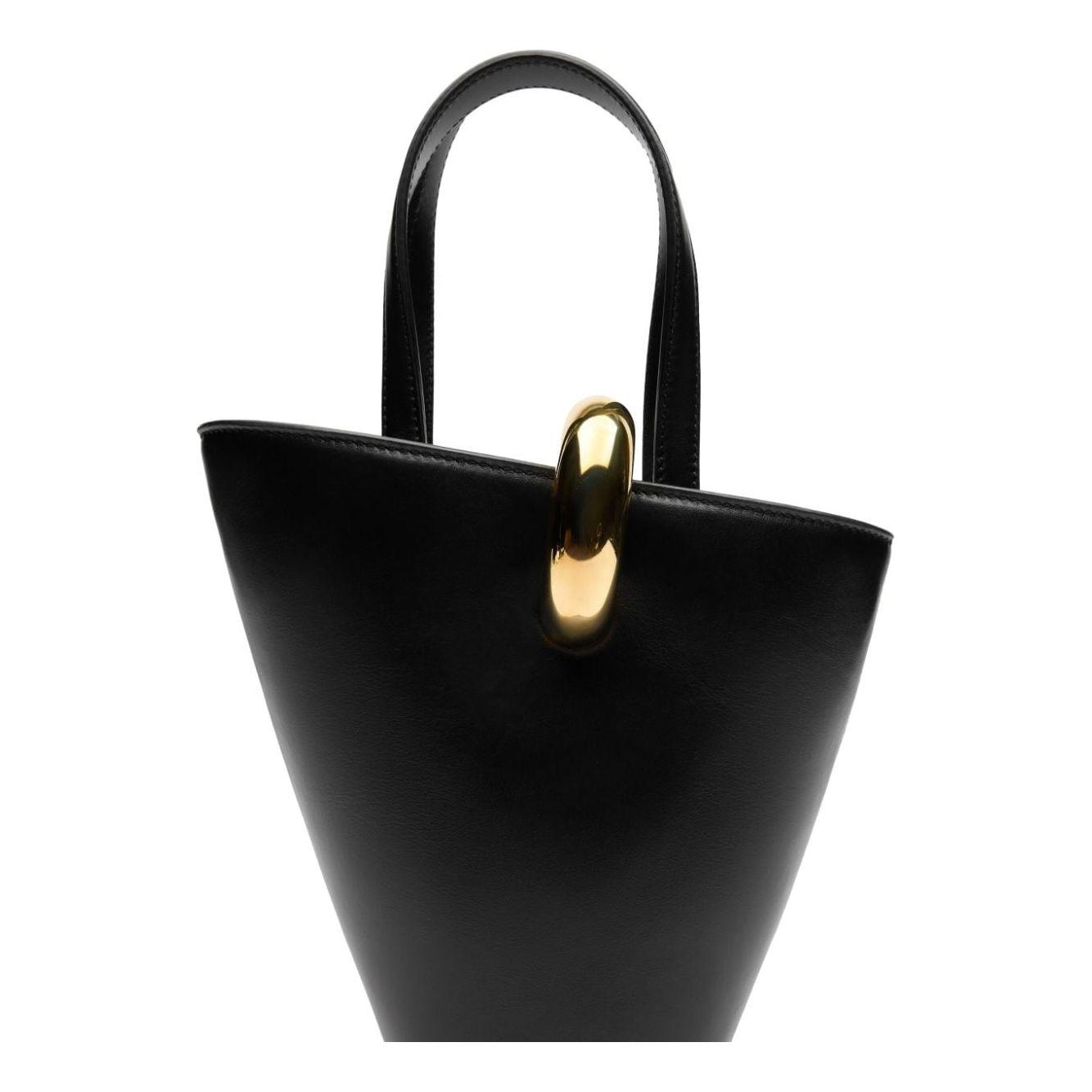 JACQUEMUS black calf leather smooth grain asymmetric Bag Handbag JACQUEMUS