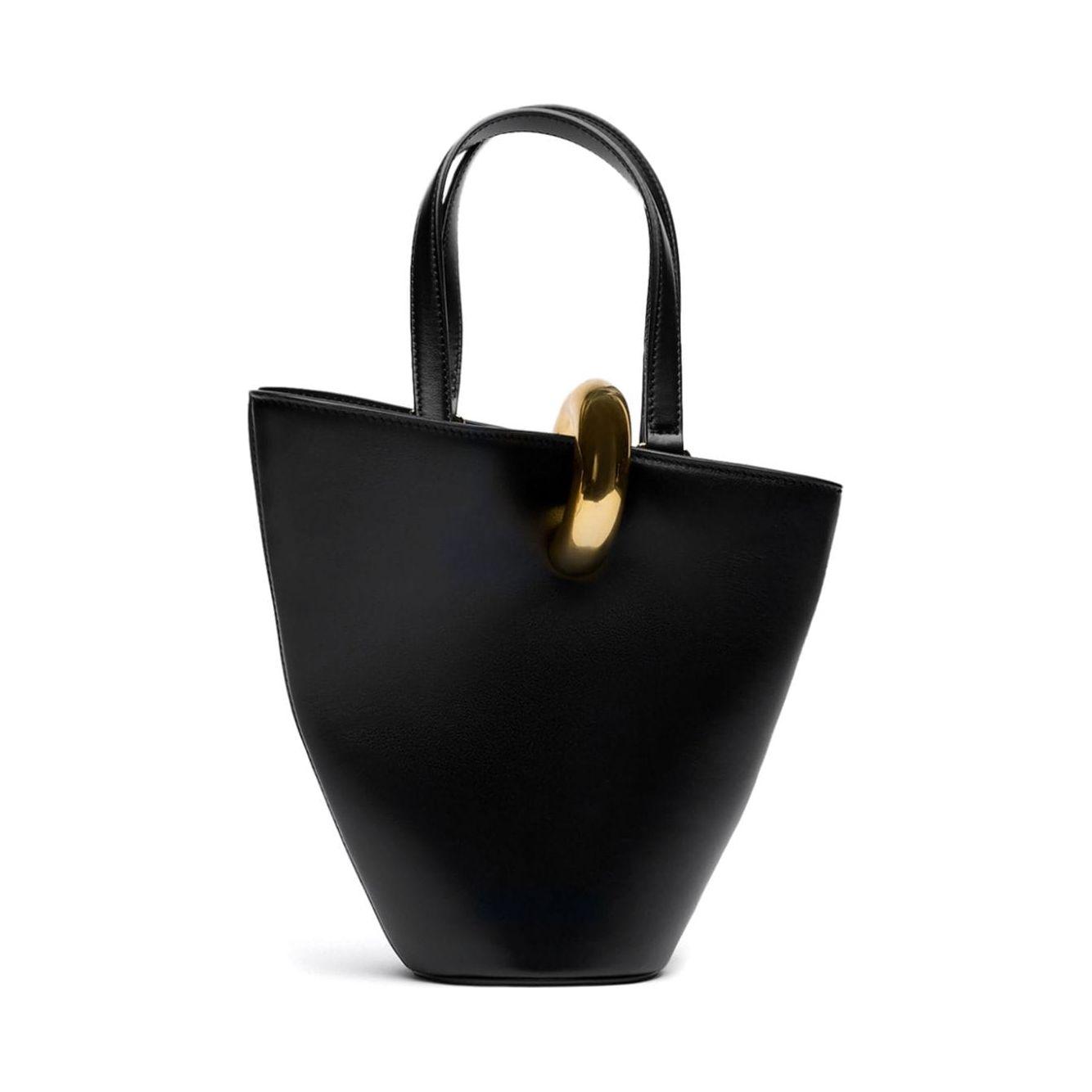 JACQUEMUS black calf leather smooth grain asymmetric Bag Handbag JACQUEMUS