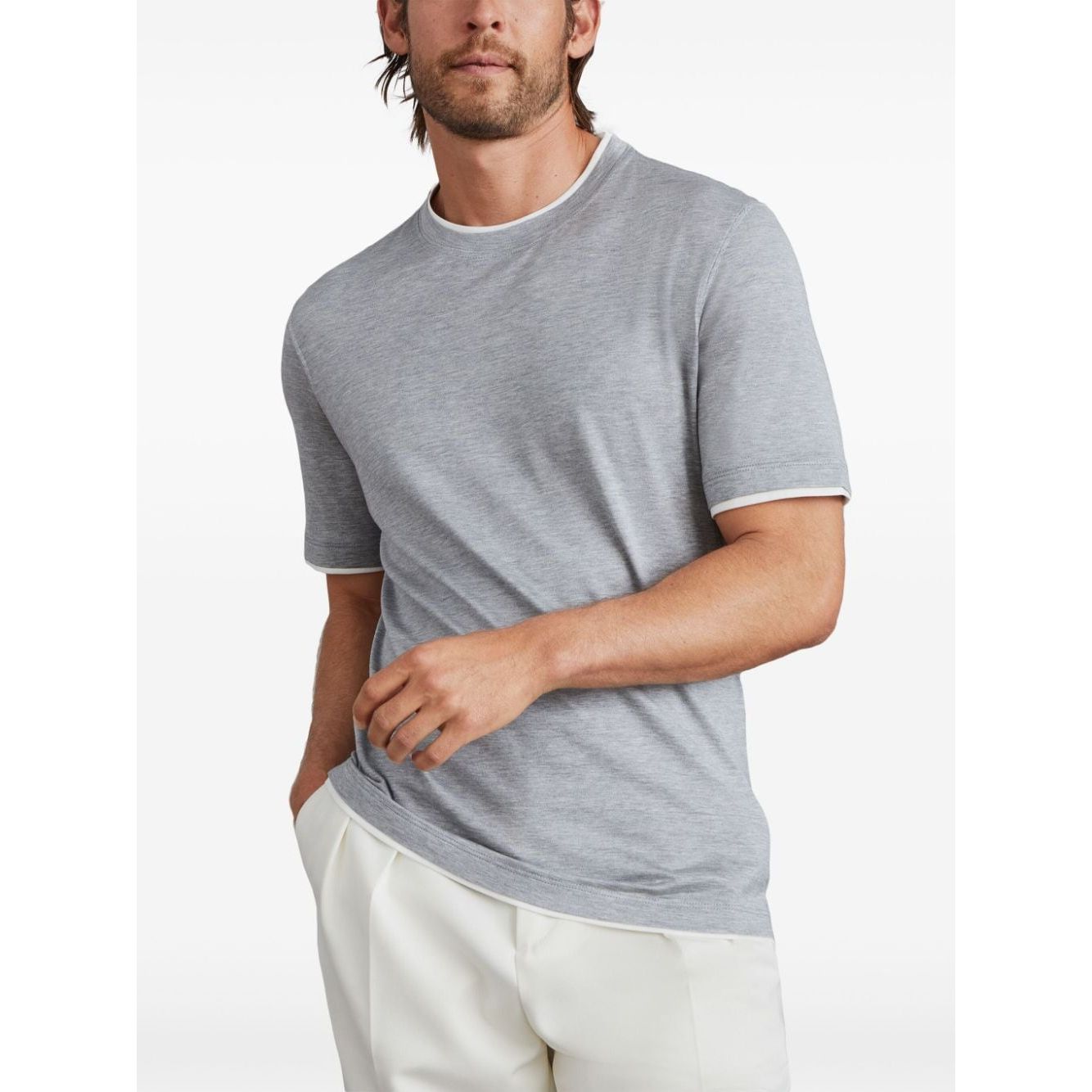 Brunello Cucinelli T-shirts and Polos Grey Topwear Brunello Cucinelli