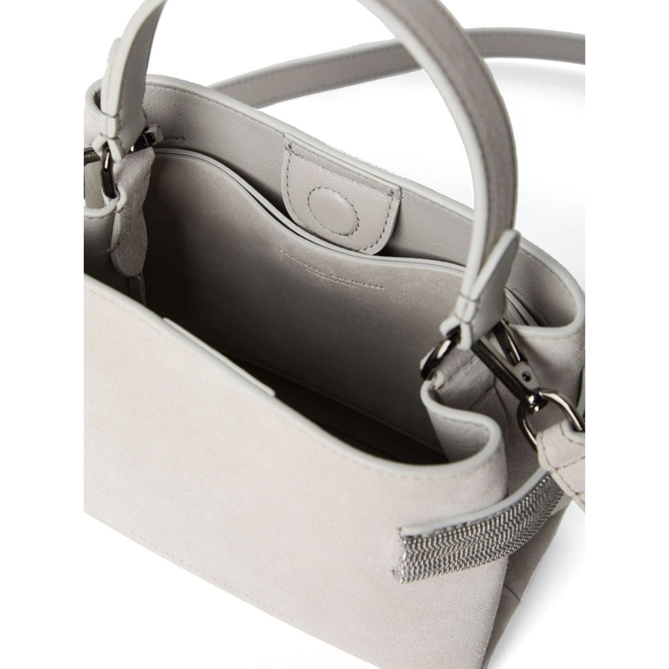 Brunello Cucinelli suede Bag Light Grey Handbag Brunello Cucinelli