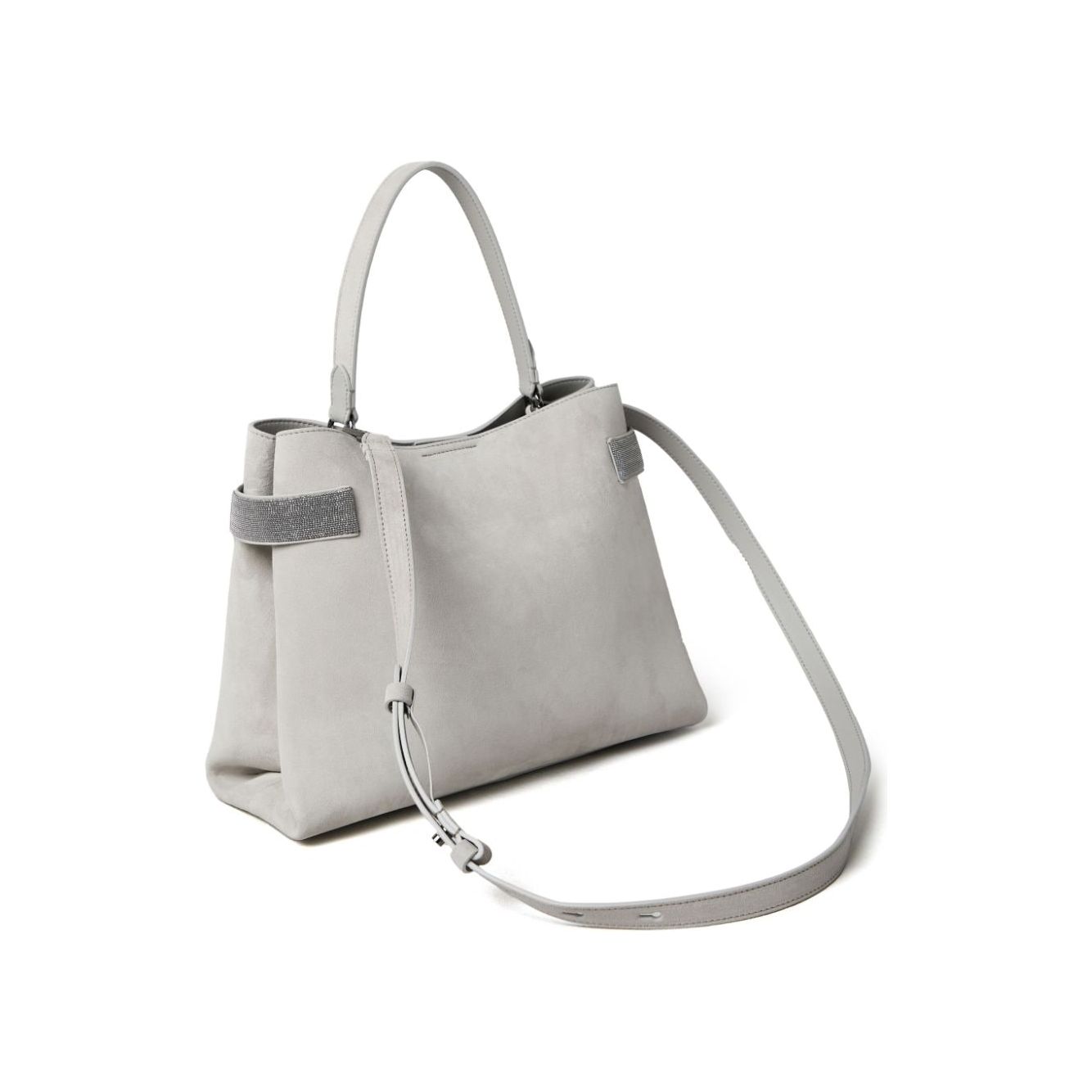 Brunello Cucinelli calf suede Handbag Light Grey Handbag Brunello Cucinelli