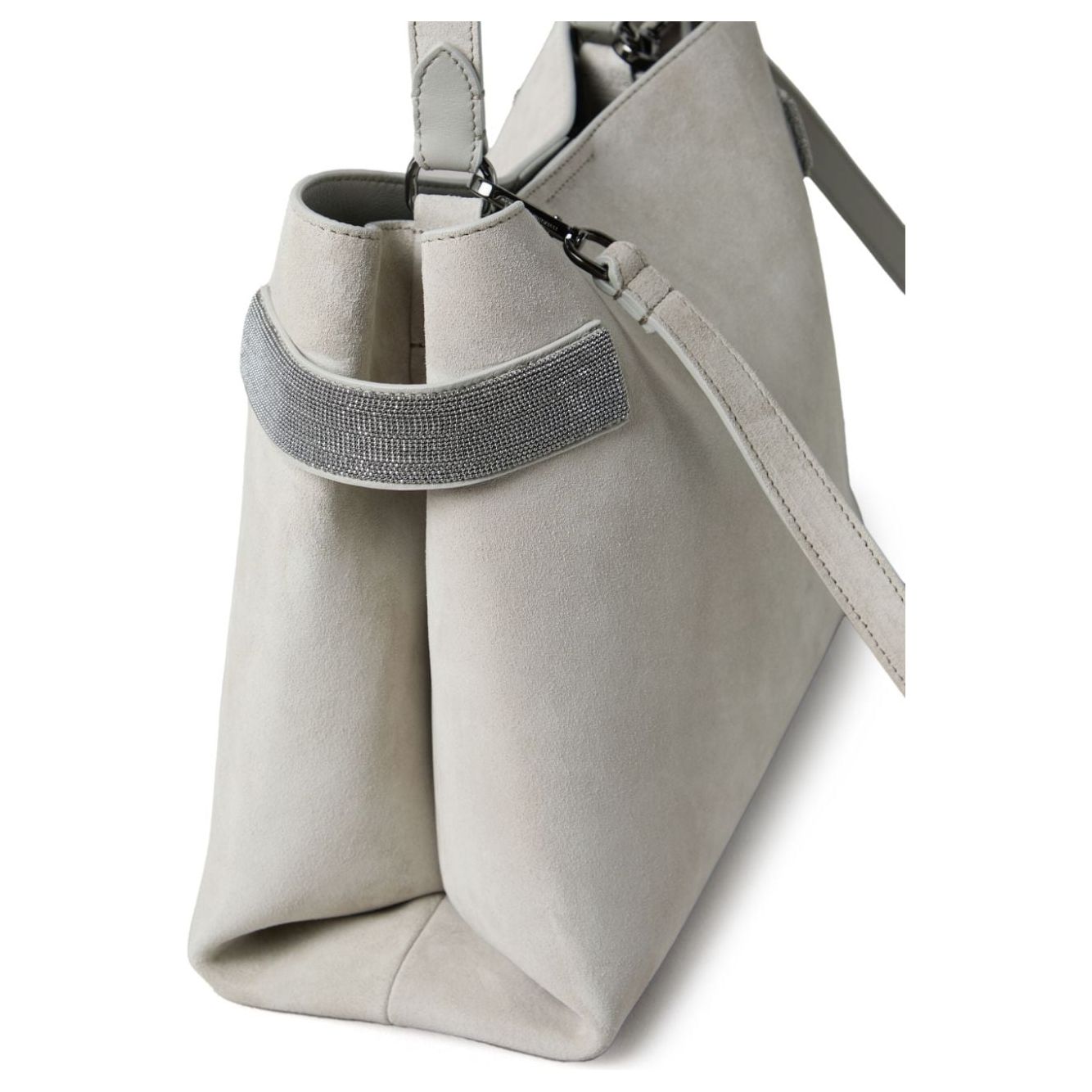 Brunello Cucinelli calf suede Handbag Light Grey Handbag Brunello Cucinelli