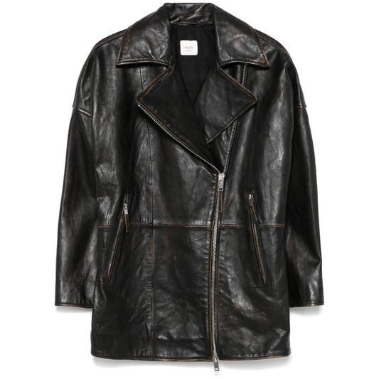 Alysi Jackets leather/cotton burnished finish Black Jackets Alysi