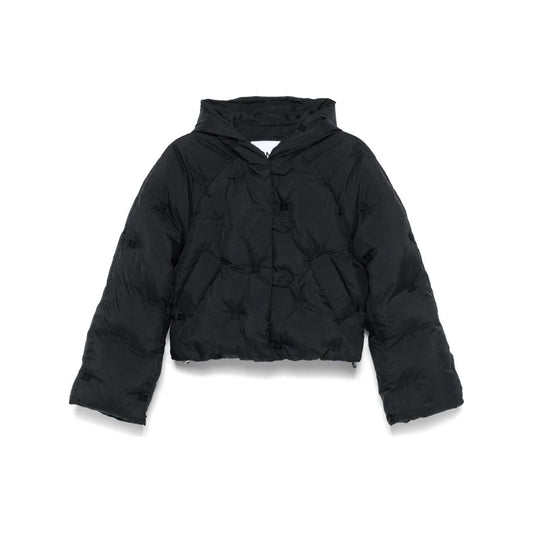 GANNI black recycled nylon Coat Jackets Ganni