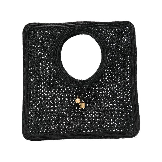 JACQUEMUS black woven raffia design Bag Handbag JACQUEMUS