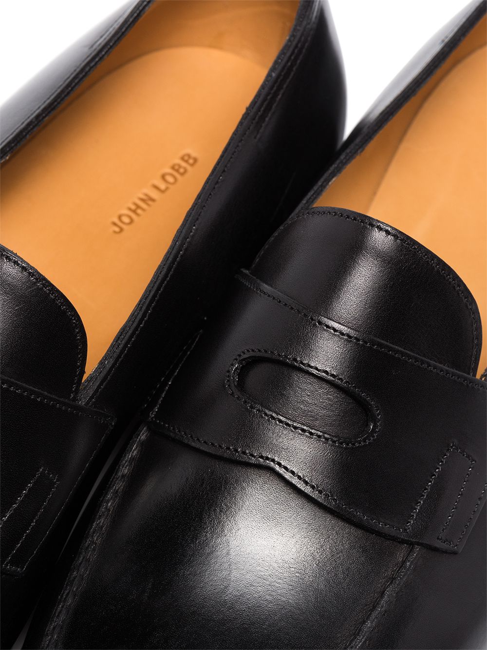 John Lobb black leather men loafers