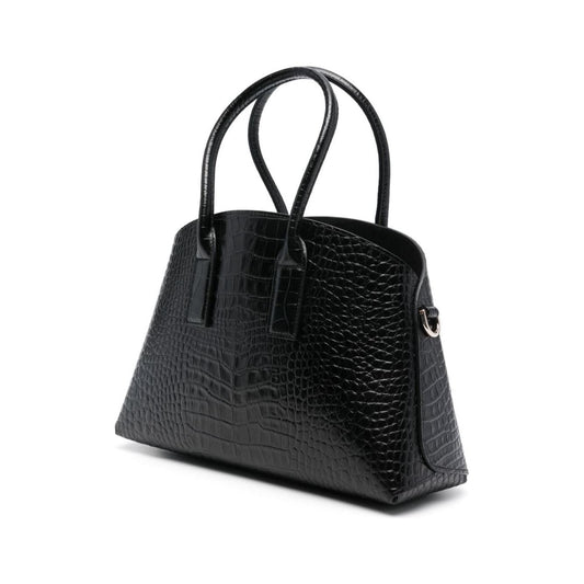 EMPORIO ARMANI CAPSULE faux leather embossed crocodile effect Handbag Black Shopper Emporio Armani