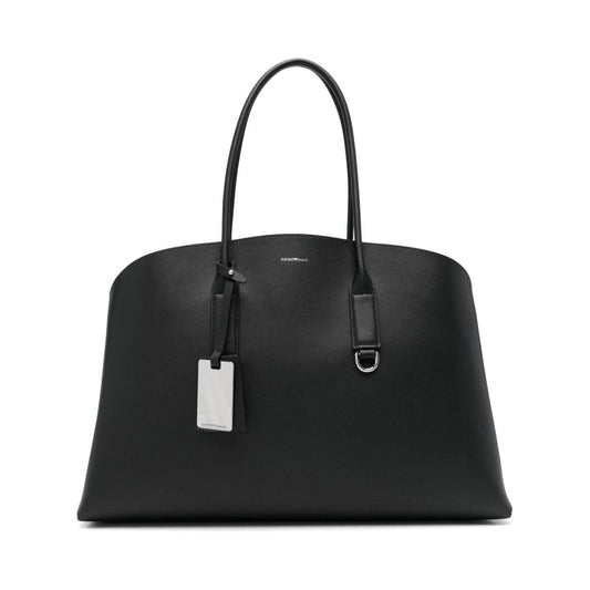 EMPORIO ARMANI CAPSULE  recycled leather Bag Black Shopper Emporio Armani