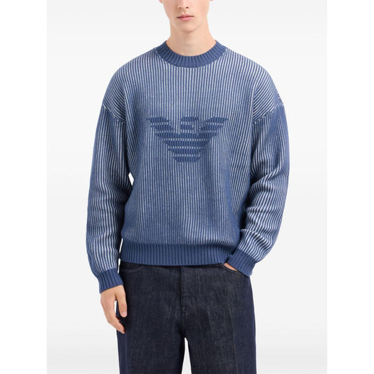 Emporio Armani Cotton Men Sweaters Clear Blue Topwear Emporio Armani