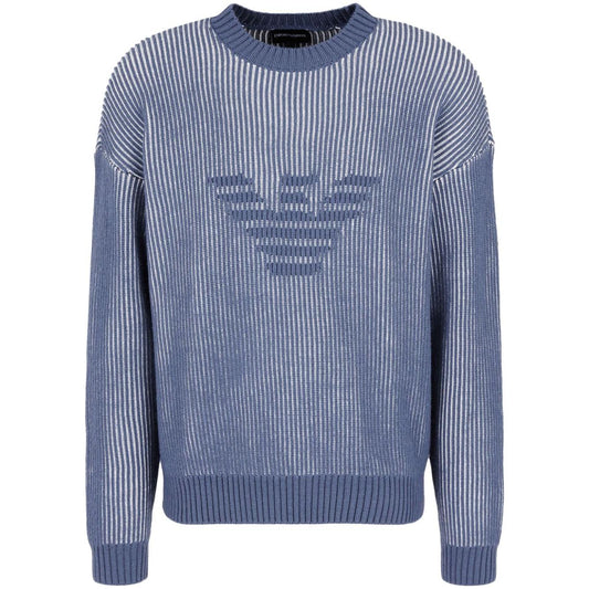 Emporio Armani Cotton Men Sweaters Clear Blue Topwear Emporio Armani