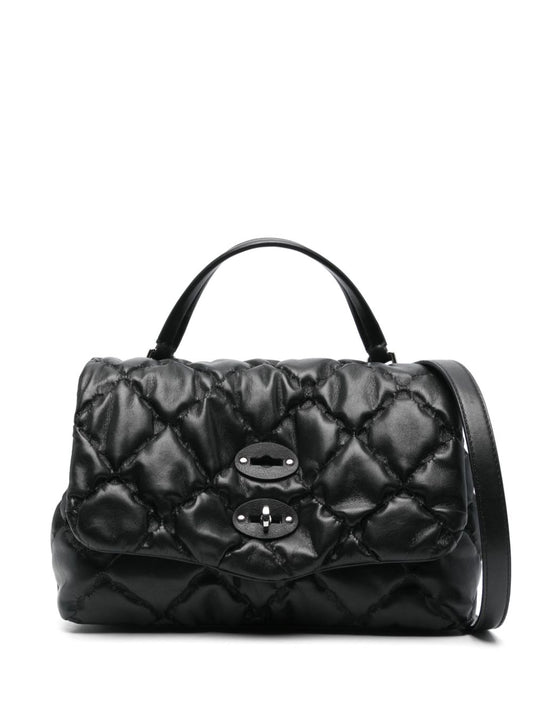 Zanellato black leather matelassé handbag