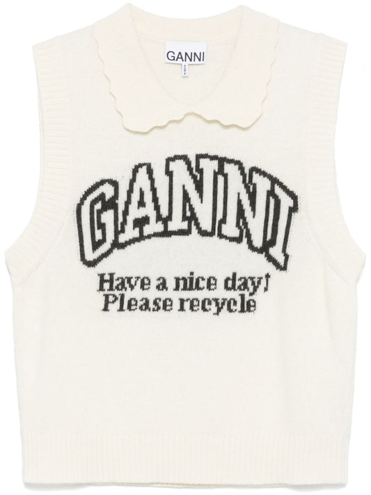 GANNI Sweaters Beige Topwear Ganni