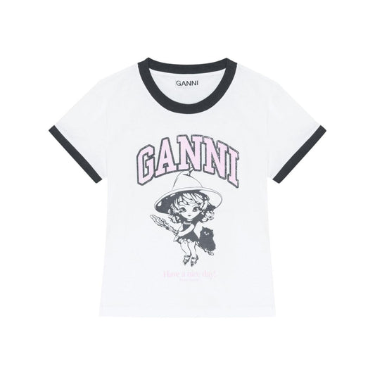 GANNI T-shirts and Polos White Topwear Ganni