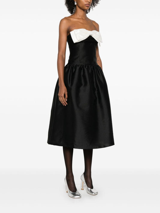 Self-Portrait Contrast Bow Midi Dress Dresses Self-Portrait