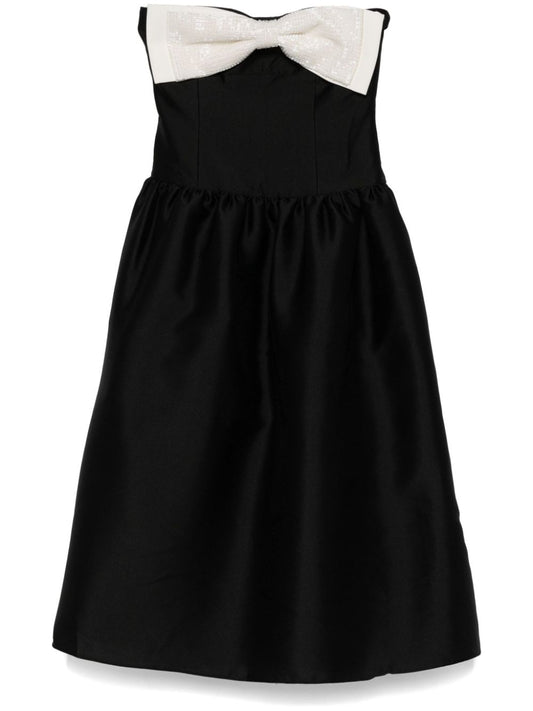 Self-Portrait Contrast Bow Midi Dress Dresses Self-Portrait