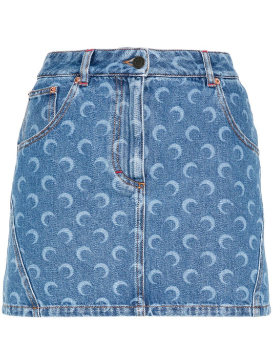 Marine Serre Denim Mini Skirt Skirts Marine Serre