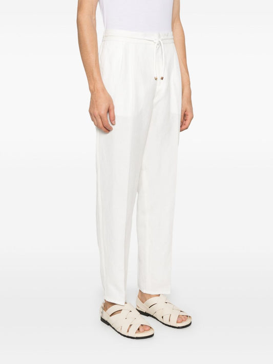 Brunello Cucinelli linen blend drawstring trousers