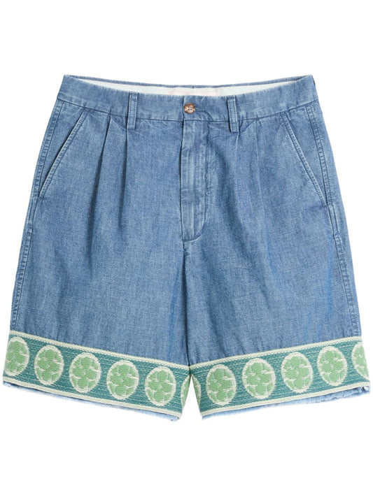 Valentino denim bermuda shorts with jacquard hem Short trousers Valentino