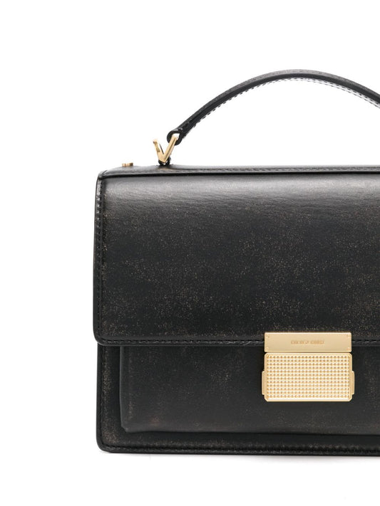 Golden Goose Venezia Bag in black boarded leather with gold details Handbag Golden Goose