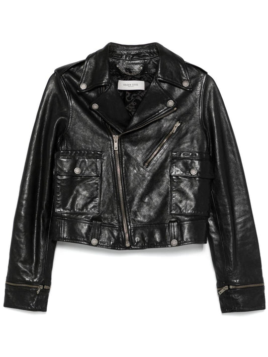 Golden Goose leather jacket with shiny effect