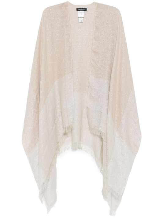 Fabiana Filippi linen blend poncho with fringe detailing