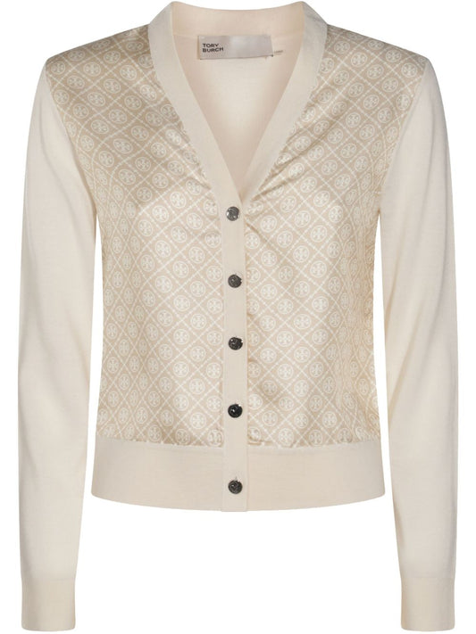 Tory Burch T-monogram silk cardigan Topwear Tory Burch