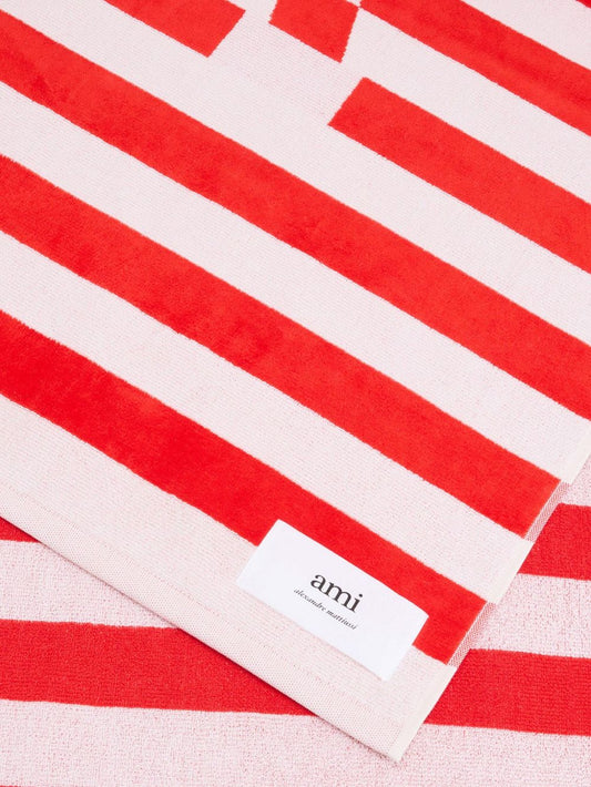 Ami Paris White Cotton Ami de Coeur Beach Towel Beachwear & underwear Ami Paris