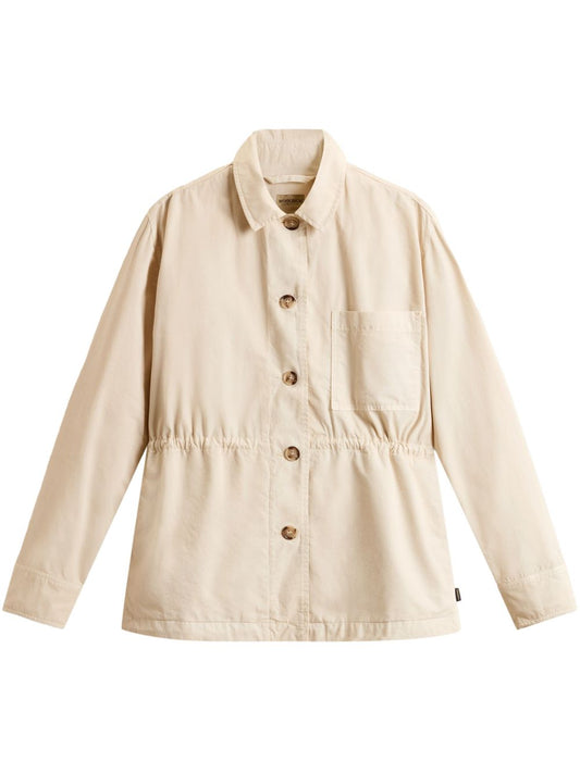 Woolrich Garment-Dyed Pure Cotton Overshirt beige Jackets Woolrich