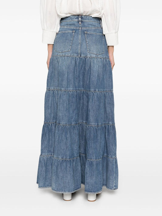 Alice + Olivia Mindy Denim Maxi Skirt - Blue Skirts Alice + Olivia