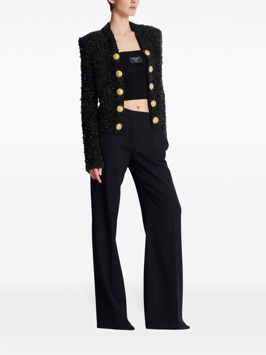 Balmain Embellished metallic bouclé-tweed jacket Jackets Balmain