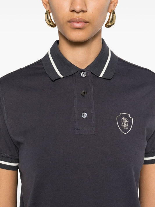 Brunello Cucinelli polo in cotton with logo Topwear Brunello Cucinelli