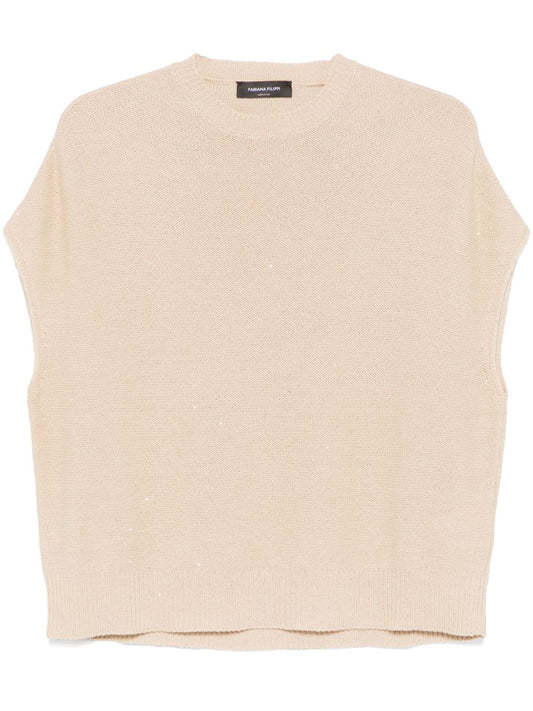 Fabiana Filippi Crewneck sweater with linen blend Topwear Fabiana Filippi