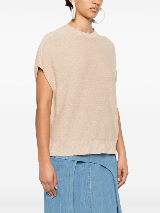 Fabiana Filippi Crewneck sweater with linen blend Topwear Fabiana Filippi