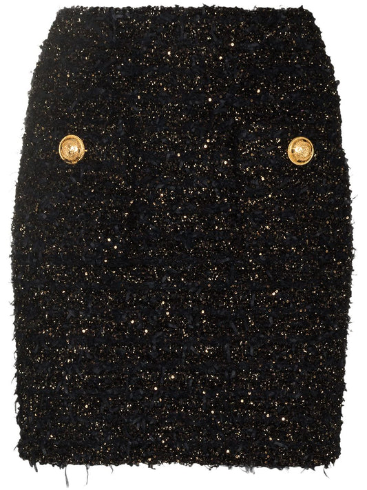 Balmain high-rise tweed miniskirt