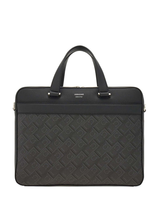 Ferragamo Monogram business bag Men Black Handbag Ferragamo