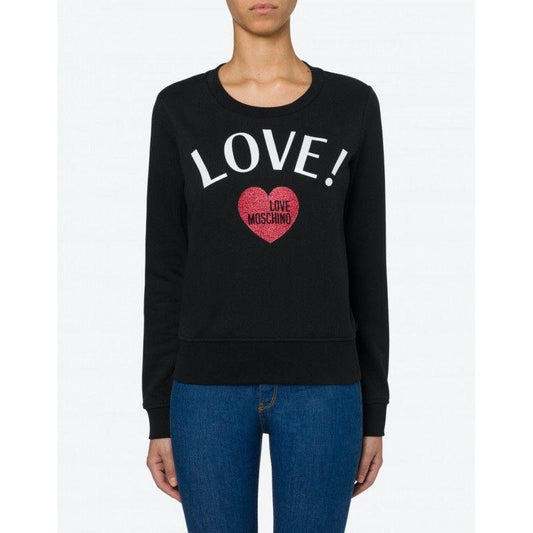 Love Moschino Chic Glitter Heart Cotton Sweatshirt Love Moschino