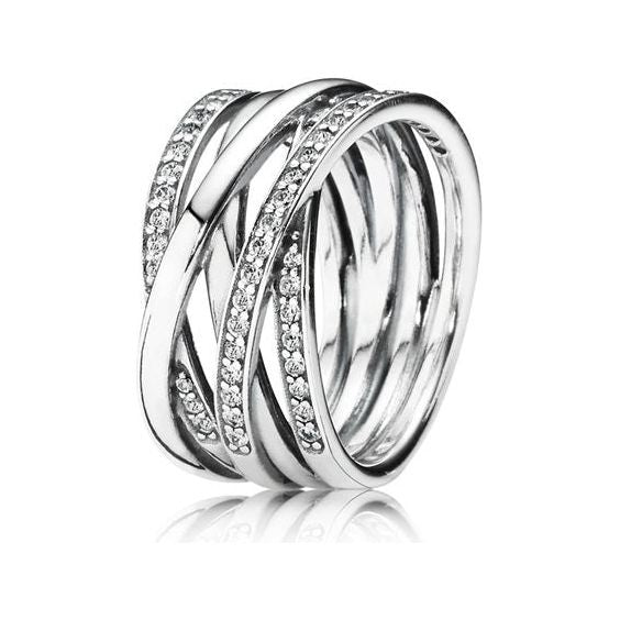 PANDORA JEWELS Mod. SPARKLING & POLISHED LINES - RING - Size 52 DESIGNER FASHION JEWELLERY PANDORA