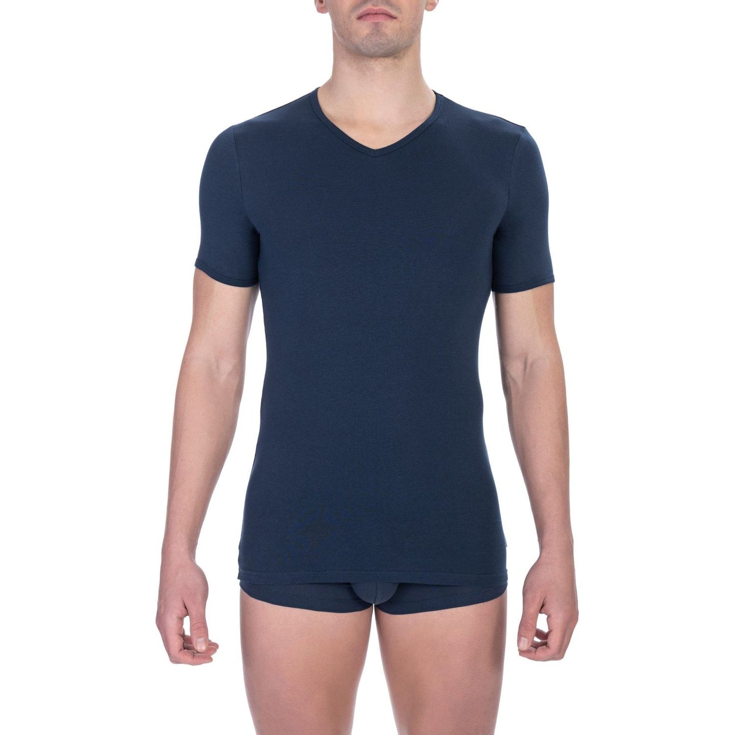 Bikkembergs Blue Cotton Men's V-Neck T-Shirt Bikkembergs